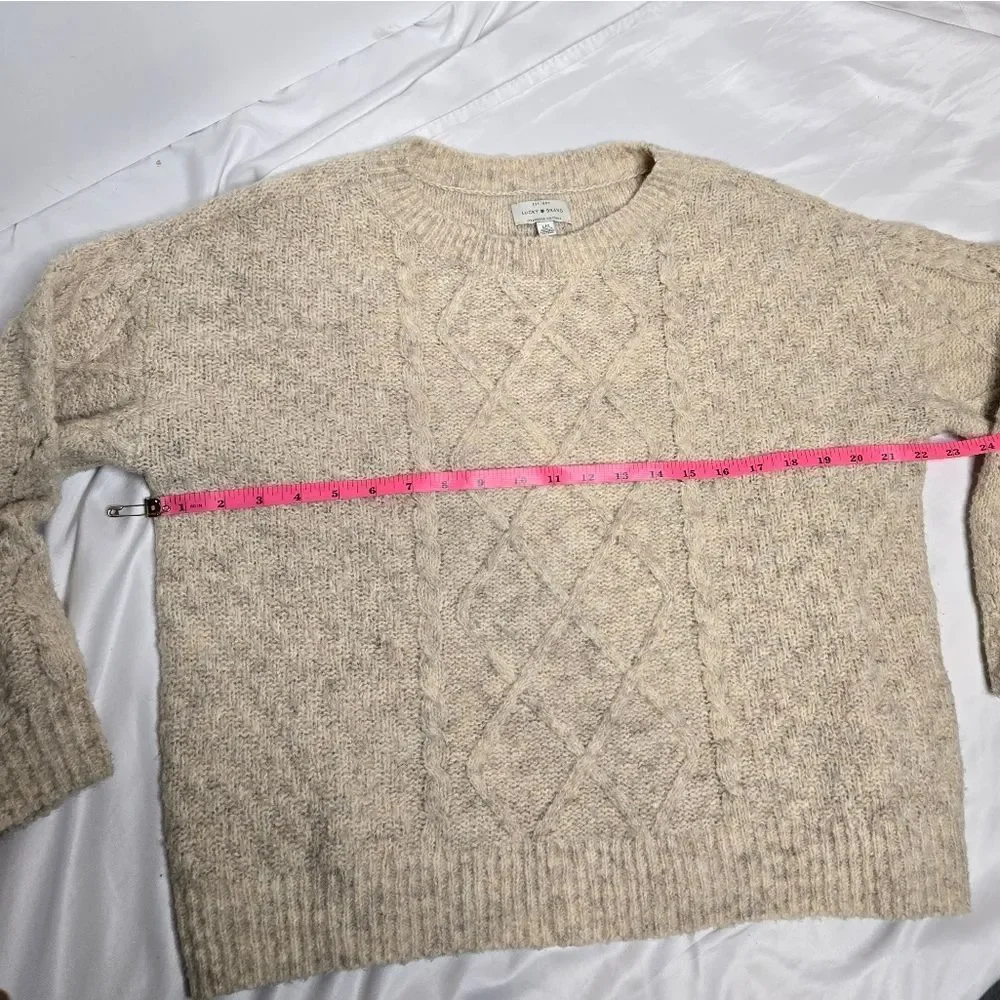 LUCKY BRAND cable knit crew neck‎ wool blend sweater L